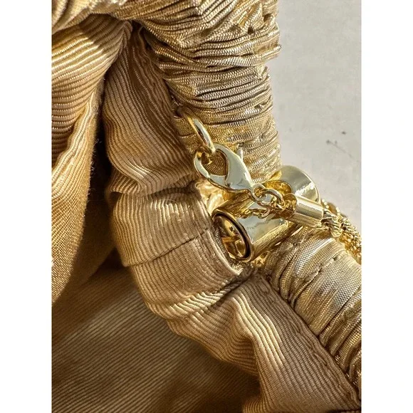 Loeffler Randall Bailey Oro Lame Pleated Clutch Dome Shape Gold Metallic Glam - Picture 6 of 10